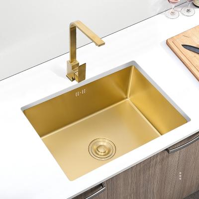 China Home Without Faucet Gold Under Kitchen Basin Counter Drop In Sink 304stainless Steel Single Bowl Small Kitchen Sink for sale