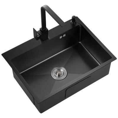 China With SUS201/304 Style SUS201/304 Style Tall Kitchen Sink Faucet Black Handmade Nano Pull-Out Vegetable Basket Popular Color for sale