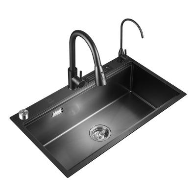 China With Black SUS304/201 Large Bowl Nano Faucet Vegatable Washing Shelf Single Solid Knife Outdoor High Quality Kitchen Sink Farmhouse for sale