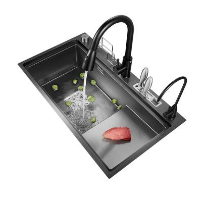 China With 201 304 Stainless Steel Single Bowl High Quality Custom Choice High Low Thicken Kitchen Sink Faucet Black Bowl Kitchen Sink Single Sale for sale