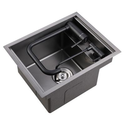 China Without Faucet Black NM 304 Stainless Steel Handmade Cover Counter Concealed Simple Small Size Kitchen Sink for sale