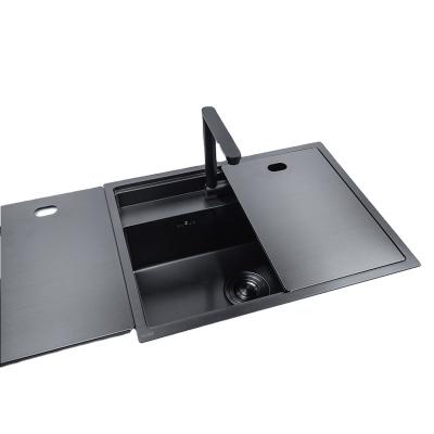 China Black Without Faucet Concealed SUS 304 Stainless Steel Single Sink Bar Kitchen Sink Concealed Sink Factory Price for sale