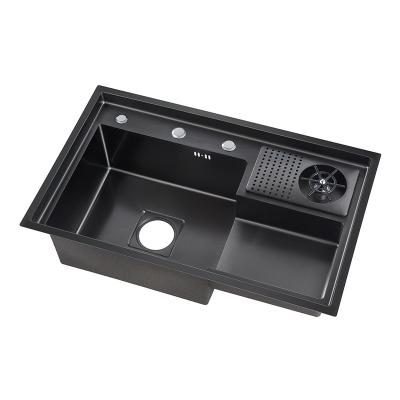 China Without Faucet Black Farmhouse Sink Workstation Topmount Stainless Steel Kitchen Sinks with Rim and Accessories Set for sale