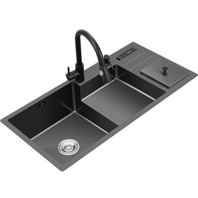 China Without Faucet Single Bowl Kitchen Sink Matte Black Stainless Steel Workstation Factory Price Manufacturer for sale