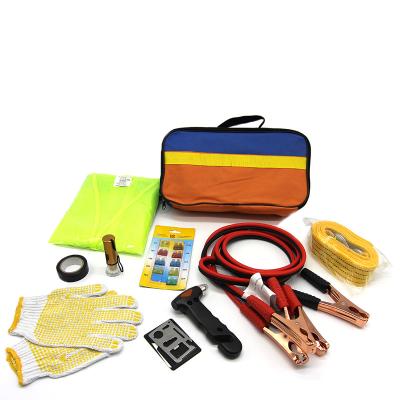 China Roadside Emergency Kit Roadside 14pcs Automobile Safety Emergency Car Kit Emergency Backpack Set for Promotion for sale