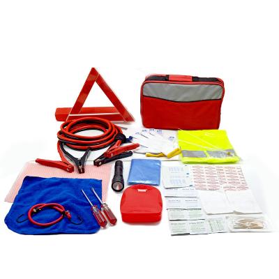 China Roadside Rescue Kit Car Emergency Tool Kits with Booster Rope, Jump Start Rope, Tow Rope, Safety Gloves for sale