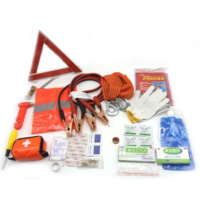 China Roadside Rescue Kit Customized First Aid Car Vehicle Emergency Surval Kit Bag with Reflective Warning Tape for sale