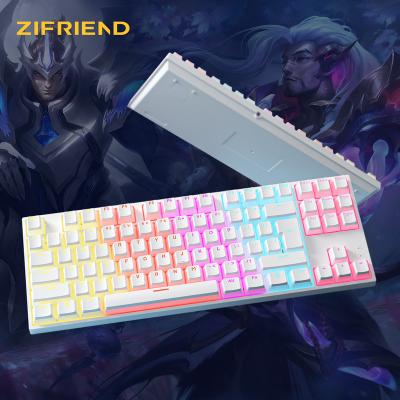 China Anti-ghosting 87 Keys Switch Pudding Green Keytop USB Wired Mini RGB Backlight Gaming Mechanical Keyboard For Tablet Phone for sale