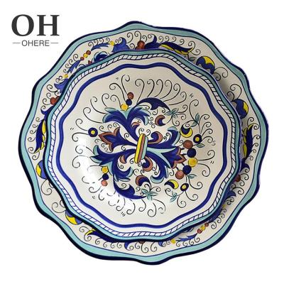 China Ohere Underlay Dish Bone China Charger Viable Hand Painted Dishes Wedding Dinnerware Sets Dinnerware Sets Turkish Tableware for sale