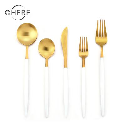 China Morden Whiet Gold Sustainable Western Traditional Classic Luxury Knife and Fork for sale