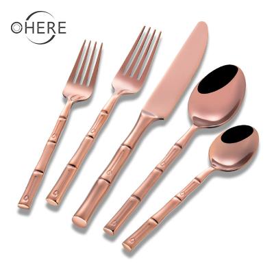 China Viable Wholesale Pink and Gold Steak and Stainless Steel Fork Set Cutlery Set Including Knives Forks Wedding Use for sale