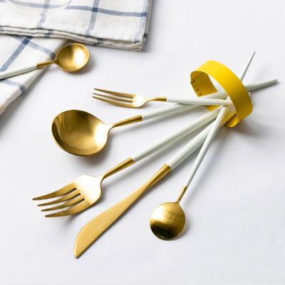 China Exquisite European Style Dinnerware Set Viable from Ohere Customized Gold Dinner Spoons Forks and Knife Steak Cutlery Set Stainless Steel for sale