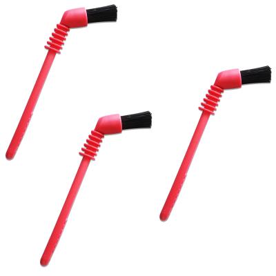 China Durable Red Black Red Semi-automatic Short Handle Cleaning Pot Nylon Coffee Brush For Coffee Machine for sale