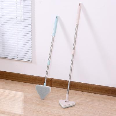 China Durable Telescopic Non-woven Triangle Brush Handle Chenille Head Corner Cleaning Broom Cleaning Tool Flat Brooms for sale