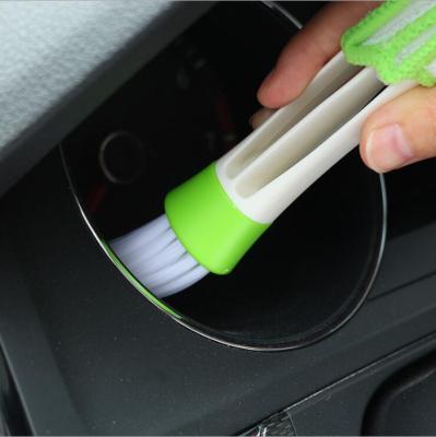 China 2 PCS Car Cleaning Brush Car Air Vent Slot Remover Brush Eco-friendly Plastic Finished Dusting Double Blind Keyboard Cleaning Brush Cleaner for sale