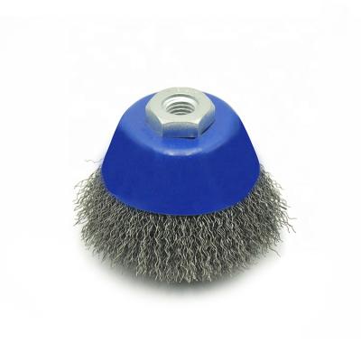 China 65-150mm Wire Polishing Nylon Cleaning Brushes 6500 RPM Industrial Steel Wire Cup Polishing Brush for sale