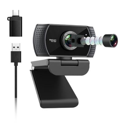 China Dual Microphones China Factory Computer Camera PC Live Streaming USB Webcam 1080p HD Stereo Noise-Canceling Built for sale