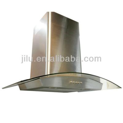 China Heavy duty 18 gauge stainless steel tempered glass range hood (brushed finish) with wall mounted chimeny/side cooker hood for sale