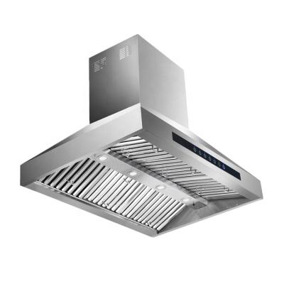 China Commercial Tempered Glass Kitchen Range Hood Kitchen Island Vent Hoods for sale