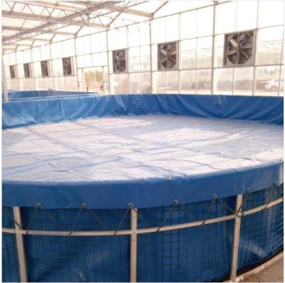 China Foldable Steel Mesh Tarpaulin Fish Tank For Fish Feeding , 10000 L Volume Fish Pond Plastic Tank for sale