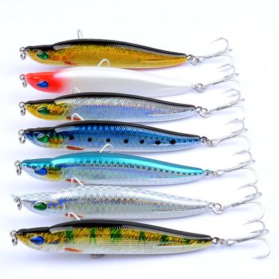 China 7 Colors 9/.5CM/17G 6#*2Hooks Sea River Long Shot Plastic Hard Bait Sinking Pencil Fishing Lure for sale