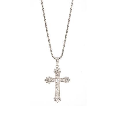 China Religious Designers 18K White Gold Blessed Cross Office Christian Public Necklace Pendant For Unisex Shape for sale