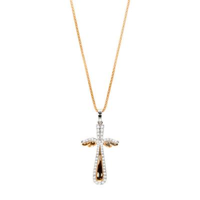 China 18K Gold Religious Bling Iced Out Shape Ethnic Diamond Cross Of Jesus Christian Jewelery Pendant For Lady for sale