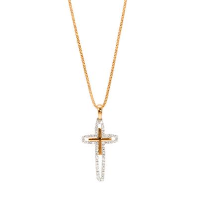 China New Product Religious 18K Rose Gold Charm Crucifix Christian Jesus Christian Bisuteria Pendant Drop for sale