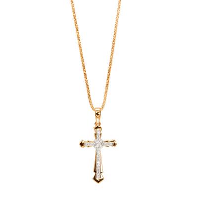 China Newest Minimalist Religious Jesus Christian Husband Joias Colar Style 18K Gold Statement Crucifix Pendant For Men for sale