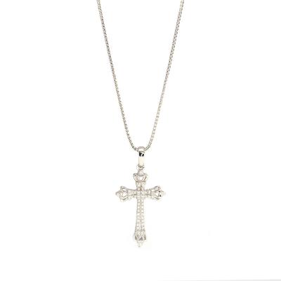 China Odm 18K White Gold Charm Religious Cross Form Minimalist Christian Men Joias Colar Pendant For Men for sale