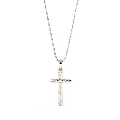 China Private Label 18K White Gold Glitter Religious Cross Shape Minimalist Christian Women Jewelry Bijouterie Pendant For Women for sale