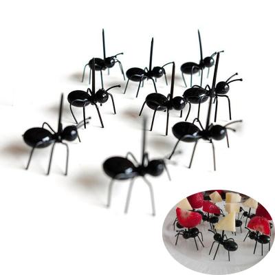 China 12Pcs/Set Kitchen Bar Kids Viable Dessert Forks Fruit Food Picks Cute Mini Ant Fruit Fork Tableware Easy Decoration for sale