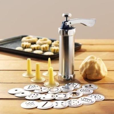 China 25Pcs/Set Sustainable Stainless Steel Cookie Press Cookie Maker Machine Kit 20 Discs 4 Spritz Icing Tips Dough Cookies Making Tools for sale