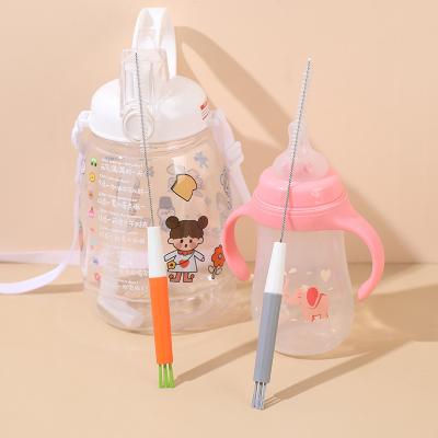 China Viable Multifunctional Baby Bottle Straw Brush Scrubbing Straw Cup Sweep Hair Wash Cleaning Brush for sale