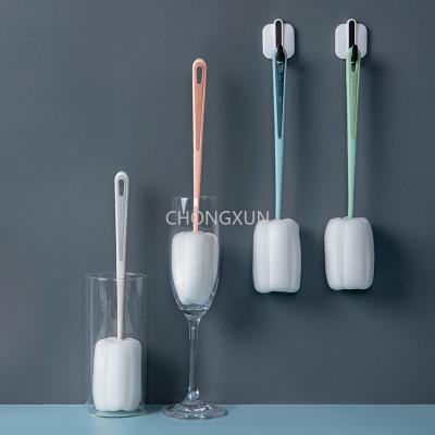 China Long Sponge Baby Bottle Brush Handle Vacuum Cup Brush Sponge Cleaning Brush Household Kitchen Sustainable for sale