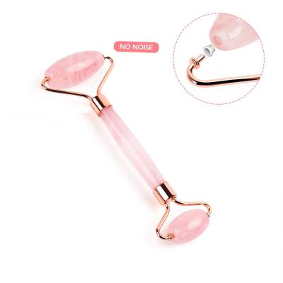 China Face Ready To Ship Massage Silent Facial Roller Rose Quartz Jade Roller For Face With Box Price for sale