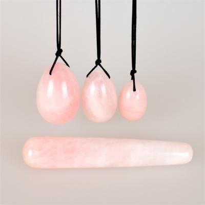 China Women Kegel exercise Rose Jade Quartz 3 in 1 balls kegel yoni eggs yoni egg set crystal vaginal eggs for sale