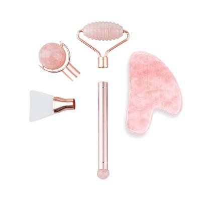 China New item best selling beauty health products whitening rose quartz roller gua sha for face jade roller set for sale