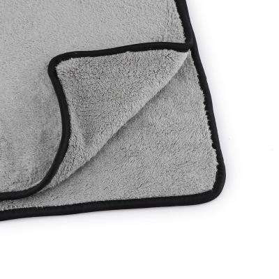 China China Gray Black Edge QUICK DRY Sliver 400 GSM Power Strength Car Vehicle Glass Microfiber Auto Cleaning Cloth/Towel for sale