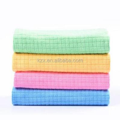 China Small Sustainable Colorful Microfiber Plaid Shaped Weft Knitted Cleaning Cloth Towel China Supplier for sale