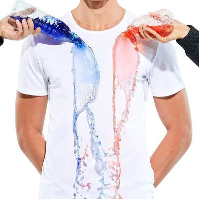 China 2021 Antifouling Antifouling Hydrophobic Nano Antishrink Waterproof Breathable Quick Dry Milk Silk Custom T-shirt For Sports for sale