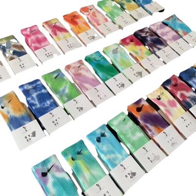 China Sporty Chinese Manufacturer Supply Tie Dye Printing Candy Color Long Tube Socks for sale