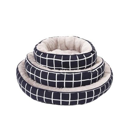 China Sustainable OEM Service Good Selling In Large Small Customized Soft Striped Cotton Pet Bed High Quality House for sale