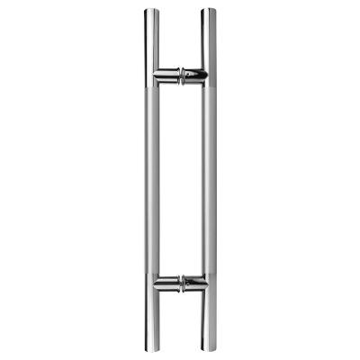 China Modern H Type Round Glass Door 304 Stainless Steel Tube Pull Handle For Glass Door for sale