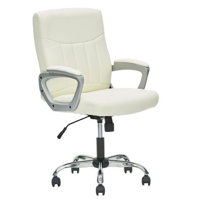 China Adjustable White PU Leather Executive Computer Price Comfortable (Height) Women Office Chair For Long Hour for sale