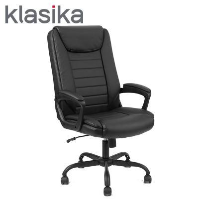 China Adjustable (Height) In Swivel Leather Chair Boss Office Chair Executive Running Chair With Padded Armrest for sale