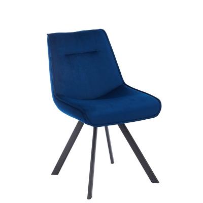 China Popular Metal Frame Factory Price Blue Velvet Black Paint Leg Dining Chair Casual Chair for sale