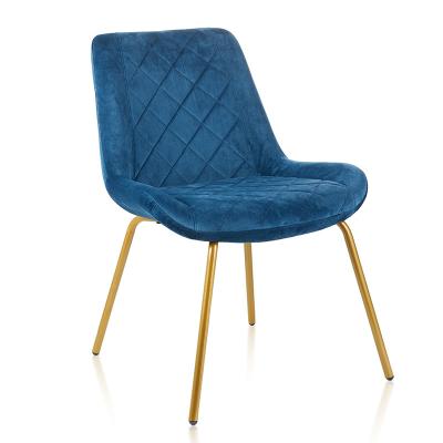 China Blue Velvet Popular Metal Factory Price Metal Side View Lounge Dining Chair for sale