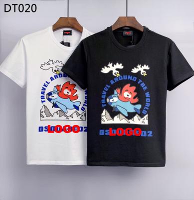 China Youth Rabbit Print Embroidery Letter Short Sleeve Couples Short Sleeve D2 Loose Men's Upper Lower Shirt for sale