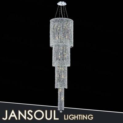 China Led pendant lamp 4 layers long crystal chandelier for staircase for sale